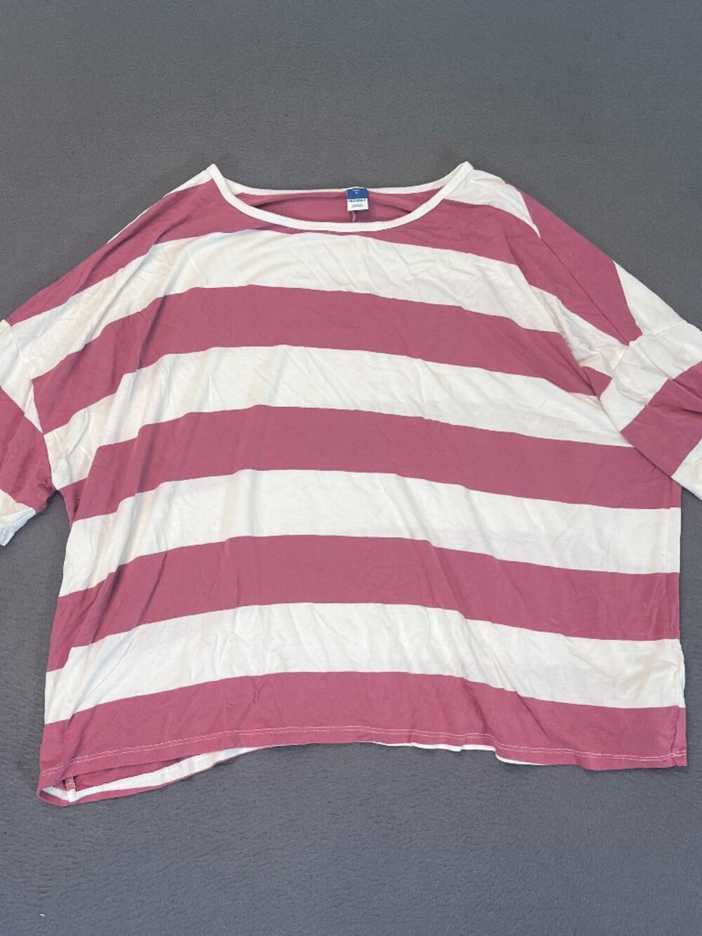 Old Navy Shirt Womens Large Pink Purple Block Striped Relaxed Oversized Boat